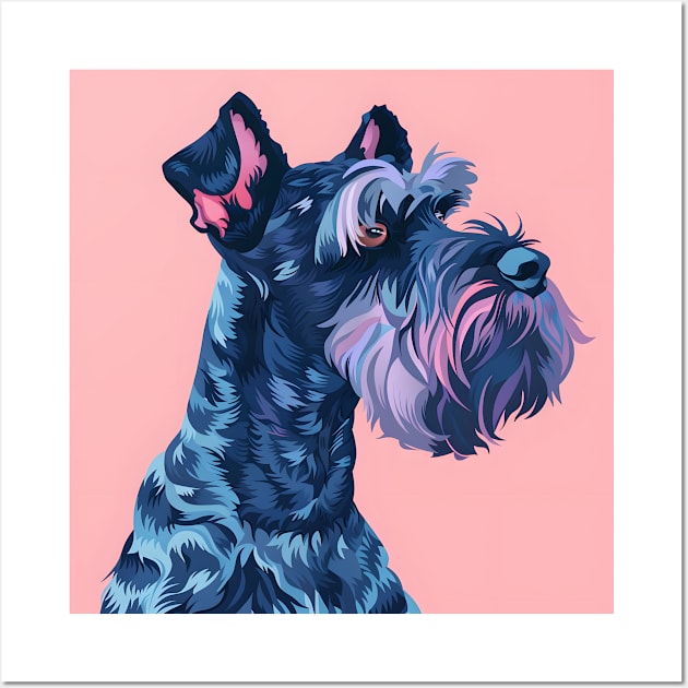 70s Kerry Blue Terrier Vibes: Pastel Pup Parade Wall Art by NatashaCuteShop